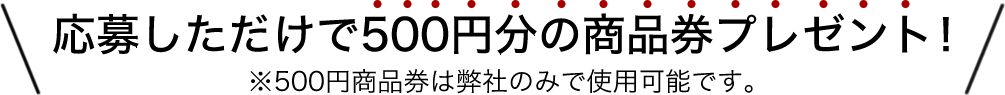 応募しただけで500円分の商品券プレゼント！