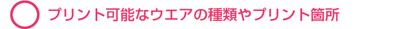 プリント可能なウェアの種類やプリント箇所