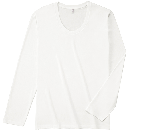 SUL-116 スリムフィット Uネック ロングスリーブ Tシャツ
