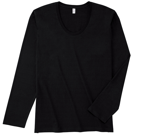 SUL-116 スリムフィット Uネック ロングスリーブ Tシャツ