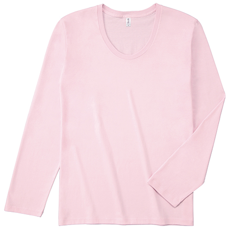 SUL-116 スリムフィット Uネック ロングスリーブ Tシャツ